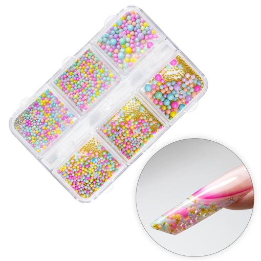 Set Perle Multicolore pentru Decorarea Unghiilor – 6 Compartimente - Img 1