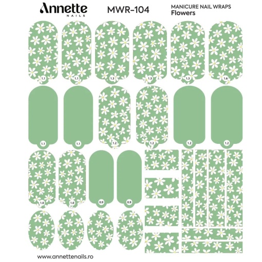 Nail Wraps Manichiura Flowers 104 Annette Nails MWR-104