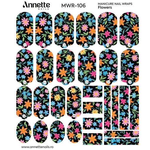 Nail Wraps Manichiura Flowers 106 Annette Nails MWR-106