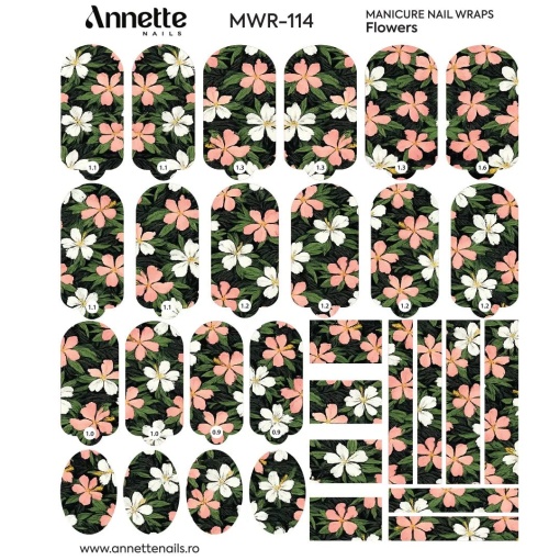 Nail Wraps Manichiura Flowers 114 Annette Nails MWR-114