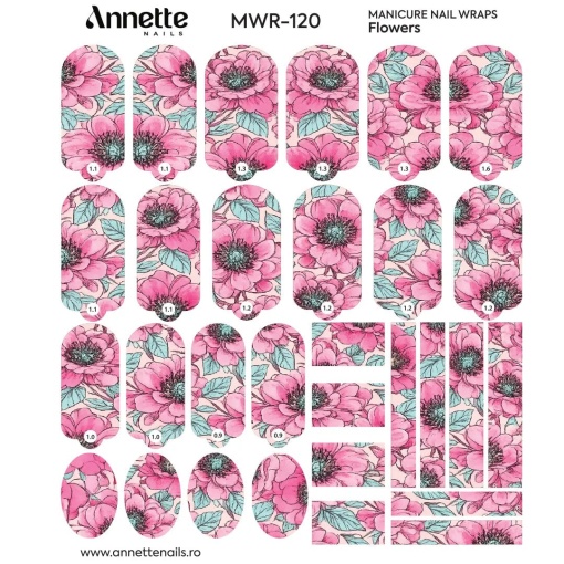 Nail Wraps Manichiura Flowers 120 Annette Nails MWR-120
