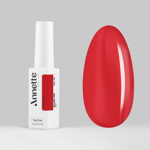 Top Coat Glass 3 Red - 8ml Annette Nails TGL-03