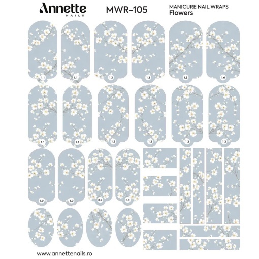 Nail Wraps Manichiura Flowers 105 Annette Nails MWR-105