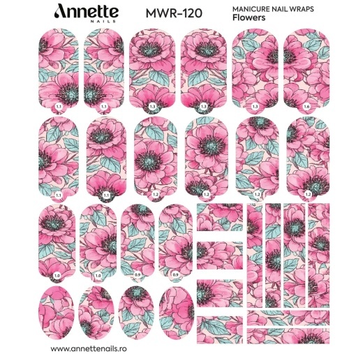 Nail Wraps Manichiura Flowers 120 Annette Nails MWR-120