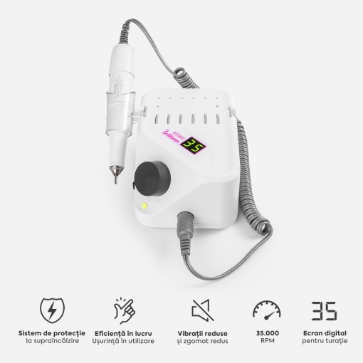 Freza Unghii Profesionala Brillian B350D Saeshin + Mandrina H350 White 35.000 RPM
