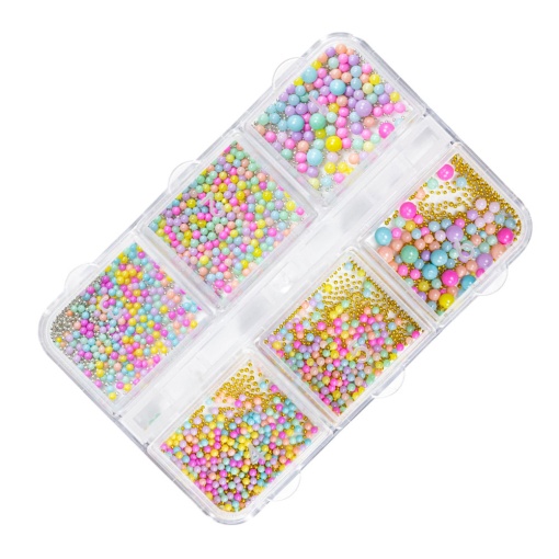 Set Perle Multicolore pentru Decorarea Unghiilor – 6 Compartimente