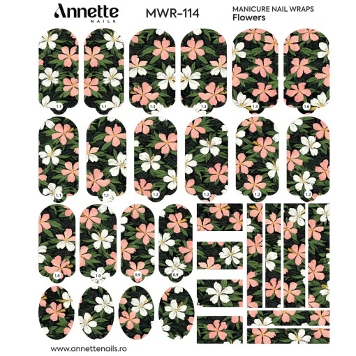 Nail Wraps Manichiura Flowers 114 Annette Nails MWR-114