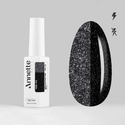 Top Coat Reflective Silver TRE-03 No Wipe 8ml Annette Nails