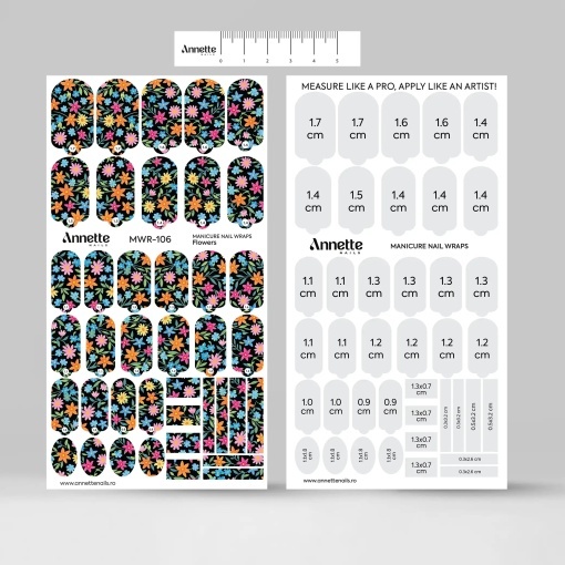 Nail Wraps Manichiura Flowers 106 Annette Nails MWR-106