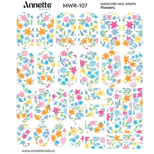 Nail Wraps Manichiura Flowers 107 Annette Nails MWR-107