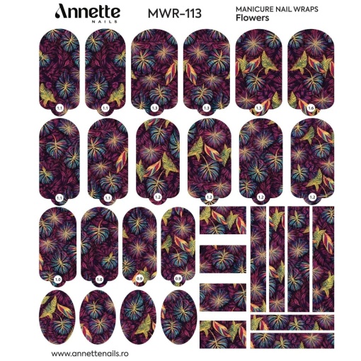 Nail Wraps Manichiura Flowers 113 Annette Nails MWR-113