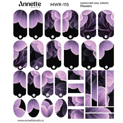 Nail Wraps Manichiura Flowers 115 Annette Nails MWR-115