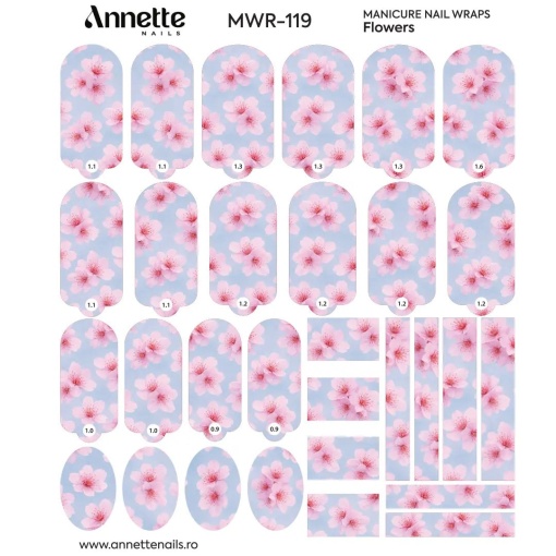 Nail Wraps Manichiura Flowers 119 Annette Nails MWR-119