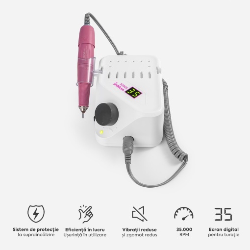 Freza Unghii Profesionala Brillian B350D Saeshin + Mandrina H350 Pink 35.000 RPM