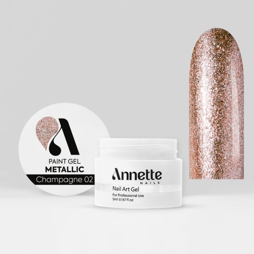 Paint Gel Metallic Champagne 02 Wipe - 5ml Annette Nails GPM-02