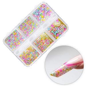 Set Perle Multicolore pentru Decorarea Unghiilor – 6 Compartimente