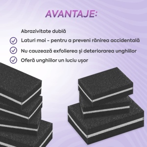 Set Mini Buffer 50 buc 100/180 grit Negru Annette Nails MBF-01B-S50 - Img 3