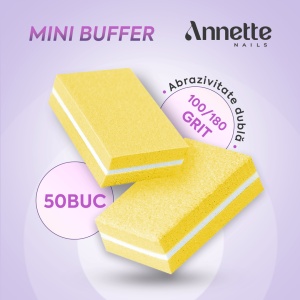 Set Mini Buffer 50 buc 100/180 grit Galben Annette Nails MBF-01Y-S50 - Img 1