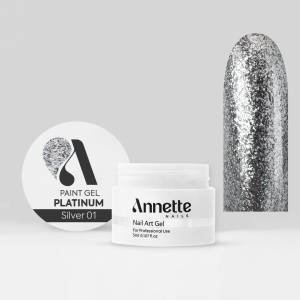 Paint Gel Platinum Silver 01 Wipe - 5ml Annette Nails GPP-01 - Img 2