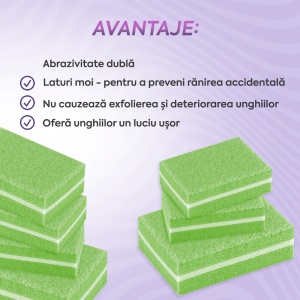 Set Mini Buffer 50 buc 100/180 grit Lime Annette Nails MBF-01L-S50 - Img 3