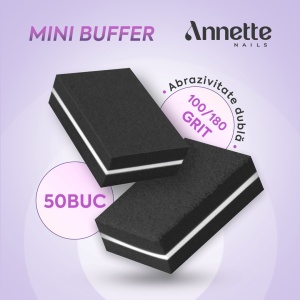 Set Mini Buffer 50 buc 100/180 grit Negru Annette Nails MBF-01B-S50 - Img 1