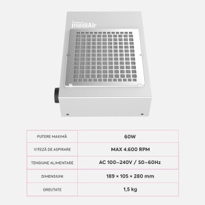 Aspirator Unghii Manichiura Brillian MediAir SAESHIN 60W 4600RPM – Silver - Img 4