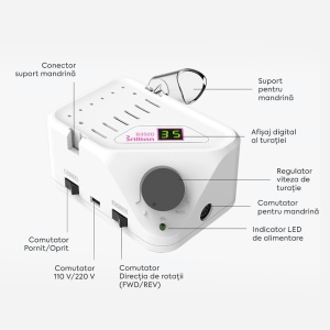 Freza Unghii Profesionala Brillian B350D Saeshin + Mandrina H350 White 35.000 RPM - Img 7