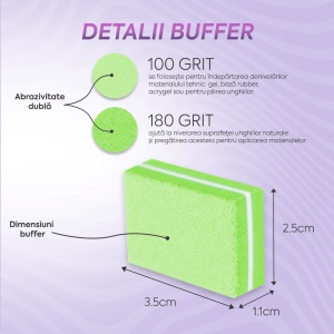 Set Mini Buffer 50 buc 100/180 grit Lime Annette Nails MBF-01L-S50 - Img 4