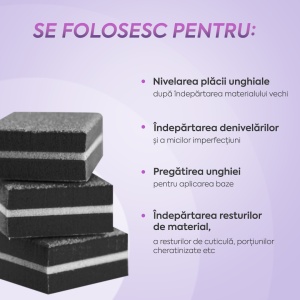 Set Mini Buffer 50 buc 100/180 grit Negru Annette Nails MBF-01B-S50 - Img 2
