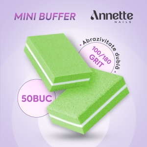 Set Mini Buffer 50 buc 100/180 grit Lime Annette Nails MBF-01L-S50 - Img 1