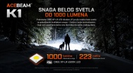ACEBEAM K1 belo svetlo 1000 lumena dometa 223 metra