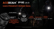 Acebeam P16 2.0 režimi rada i upravljanje lampom
