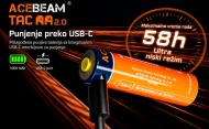 Acebeam TAC AA 2.0 USB-C punjenje i vreme rada baterije