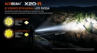 Acebeam X20-R svetlosni snop sa osam SFT-25R LED dioda