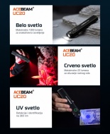 Acebeam UC20 belo crveno i UV 365 nm svetlo