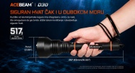 Acebeam D30 ronilačka lampa težine 517 grama