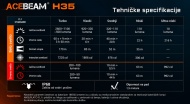 Acebeam H35 tehničke karakteristike i režimi rada
