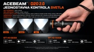 Acebeam D20 2.0 režimi svetlosti Low High i SOS