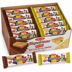 Bax Mixat Napolitane MORELLO de Post 50 g – Cacao & Lămâie, 24 Buc/Bax (Model Tradițional)