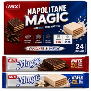Napolitane MAGIC XXL Glazurate cu Ciocolată, 24 × 60 g/cutie - Img 3