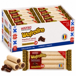 Napolitane Spirale WAFROLINO, crema cacao, 18 X 56 g