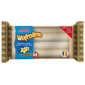 Napolitane Spirale, WAFROLINO, cu crema de vanilie, 18 X 56 g