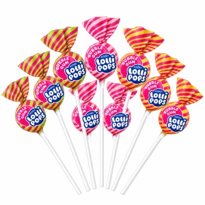 ROSHEN LolliPops Gum Fruit Mix – Acadele cu fructe și gumă 920 g, 48 buc