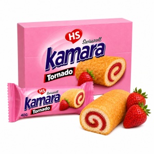 Rulade Kamara Tornado cu Cremă de Vanilie și Căpșuni, Cutie 24 × 40 g