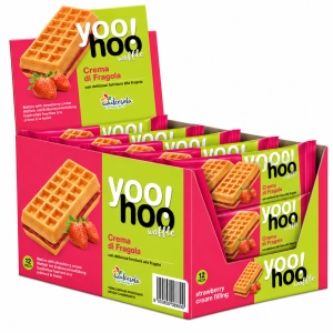 YOOHOO Gofre Sandwich cu Cremă de Căpșuni 50g (12 Buc/Cutie)