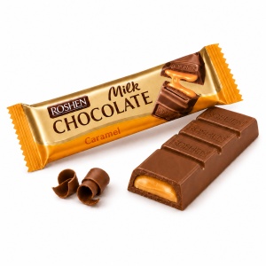 Batoane de ciocolată cu lapte și umplutură de caramel Roshen, 30 × 29 g - Img 2
