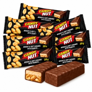 Batoane de ciocolată ROSHEN Candy Nut cu nuga, caramel și arahide, 1 kg - Img 3