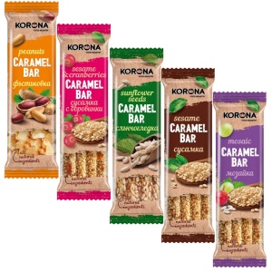 Bax Mixat KORONA Caramel Bar 45 g – 5 Sortimente, (15 buc/bax) - Img 1