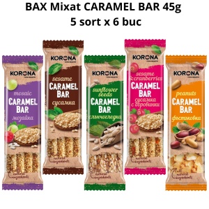Bax Mixat KORONA Caramel Bar 45 g – 5 Sortimente x 6 Bucăți (30 buc/bax)