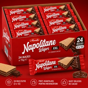 Bax Napolitane MORELLO XXL cu Cremă de Cacao 75 g – 24 Buc/Cutie - Img 4